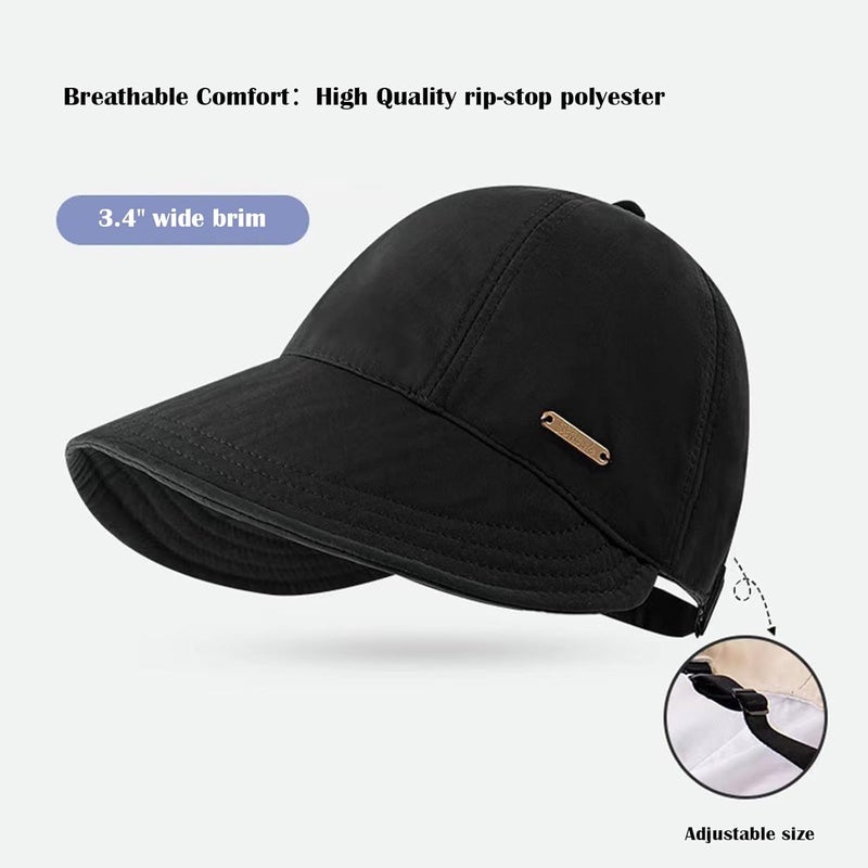 huablo ]UPF 50+Womens Sun Hat UV Protection Hiking Fishing Hats Wide Brim Hat Adjustable Ponytail Packable Sun Cap - Image 3
